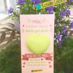 Cartão Coração Sabonetinho Dia das Mães Brinde personalizado