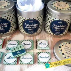 Lata personalizada com chocolates para Brinde de Dia dos Pais.