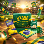 Kit Torcida Brasil é um brinde corporativo copa do mundo com caixa, bandana do brasil personalizada com logo, salgadinho torcida, pipoca e corneta personalizada para empresas.