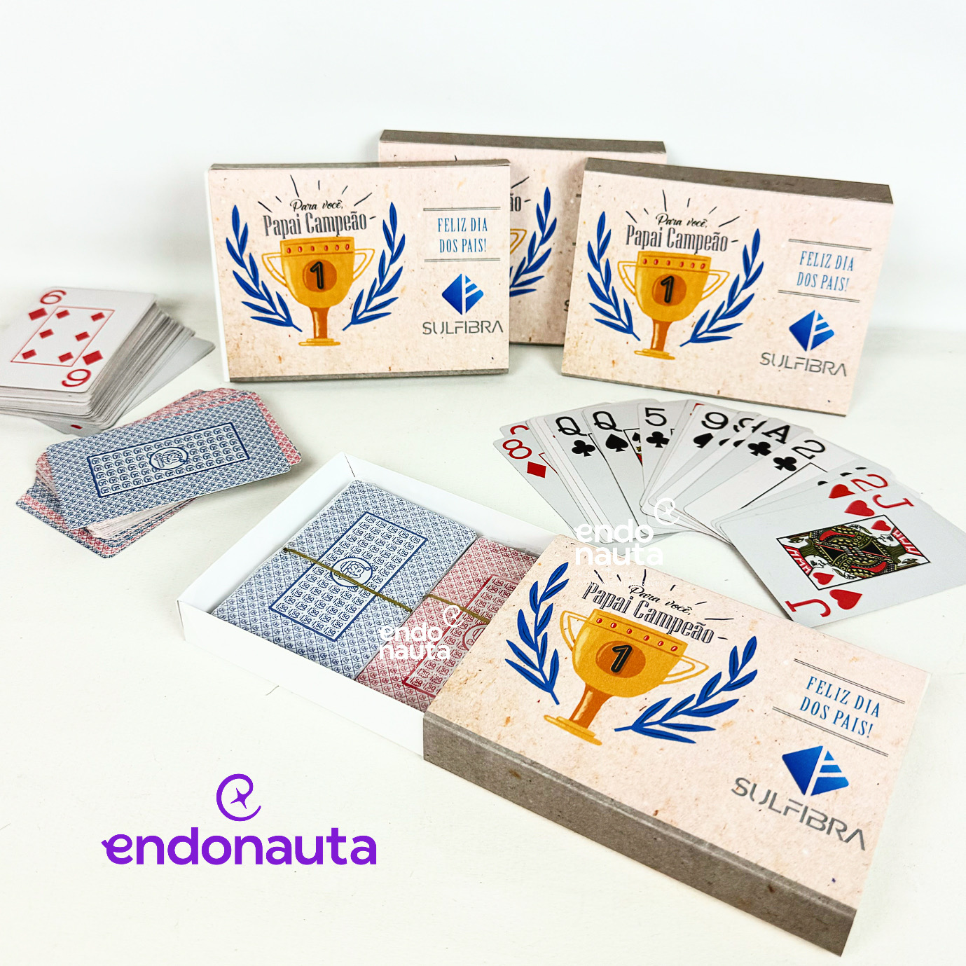 kit dia dos pais com baralho e caixa personalizada