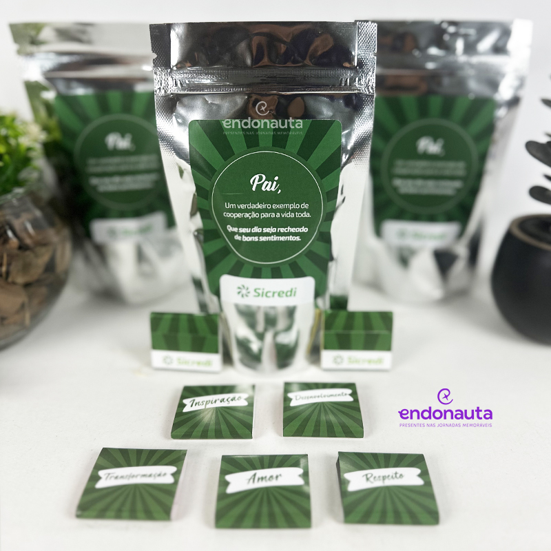 SAQUINHO PERSONALIZADO COM CHOCOLATES PERSONALIZADOS. PARA O DIA DOS PAIS NA EMPRESA