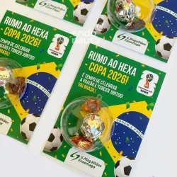 Cartão Bola Brinde Corporativo copa do mundo com bombom chocolate